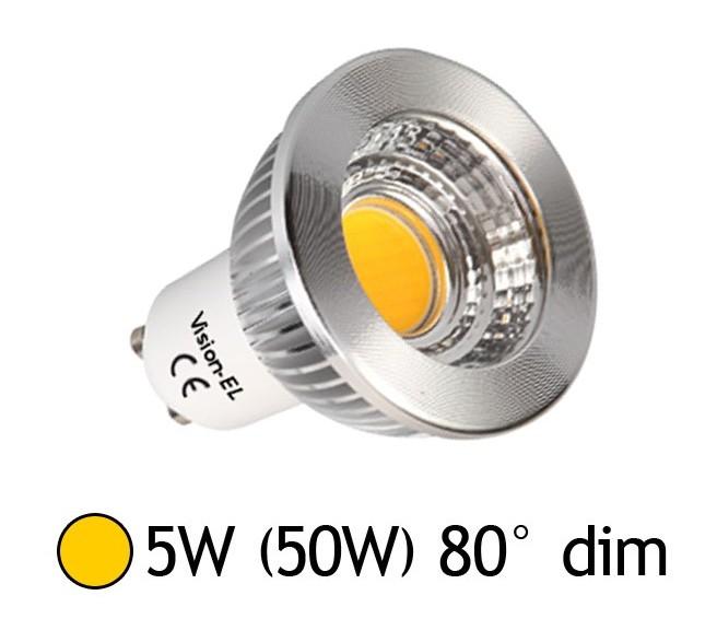 SPOT LED 5W (50W) DIMMABLE GU10 BLANC CHAUD 2700°K - VISION-EL
