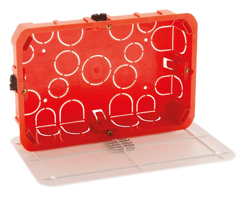Boîte de dérivation pour cloison sèche 170x110x40mm - Zenitech - Rouge avec couvercle ajustable_0