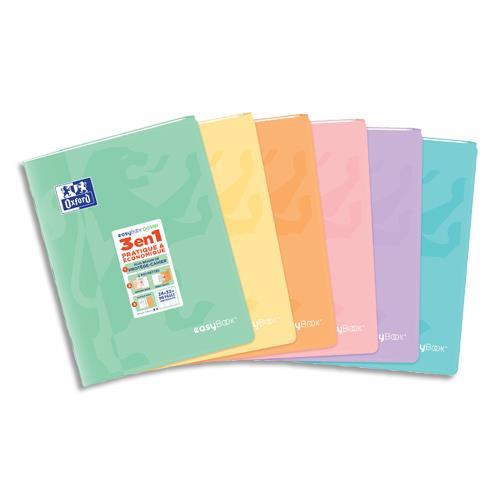 CAHIER OXFORD EASY BOOK COUVERTURE PP RELIURE PIQÛRE 96 PAGES SEYES FORMAT 24X32CM - COLORIS ASSORTI PASTEL