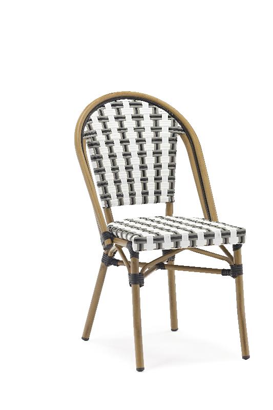 Chaise de terrasse CONCORDE - tressage blanc, gris et noir - aluminium et polyrotin - légère et empilable_0