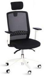 Fauteuil synchrone en maille et tissu Scott blanc - Accoudoirs 2D, soutien lombaire et appui-tête réglables_0