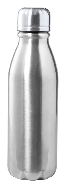 Gourde en aluminium - forme bouteille - 550 ml - couleur argentée - poids 88 g_0
