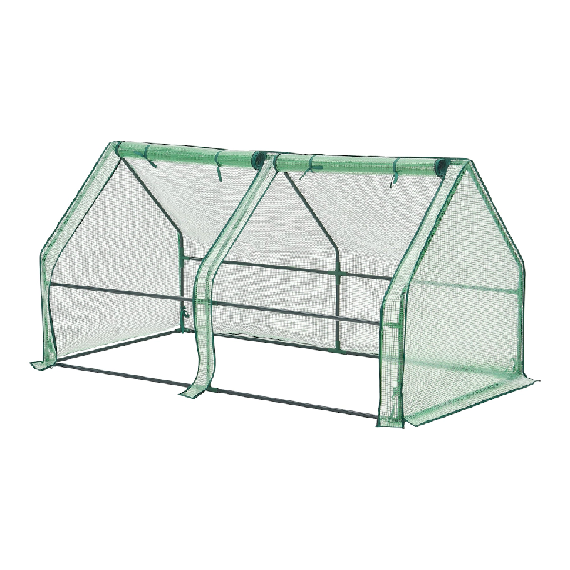 Helloshop26 - Châssis de jardin nissewaard à 2 fenêtres en acier et polyéthylène 180 x 90 x 90 cm vert 03_0008269 - 3001923582724_0