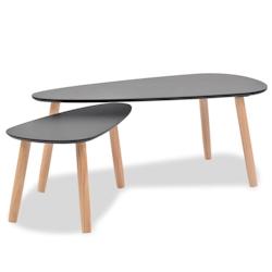 Helloshop26 - Ensemble de tables basses lot de 2 bois de pin massif noir 02_0042131 - 3000213667790_0