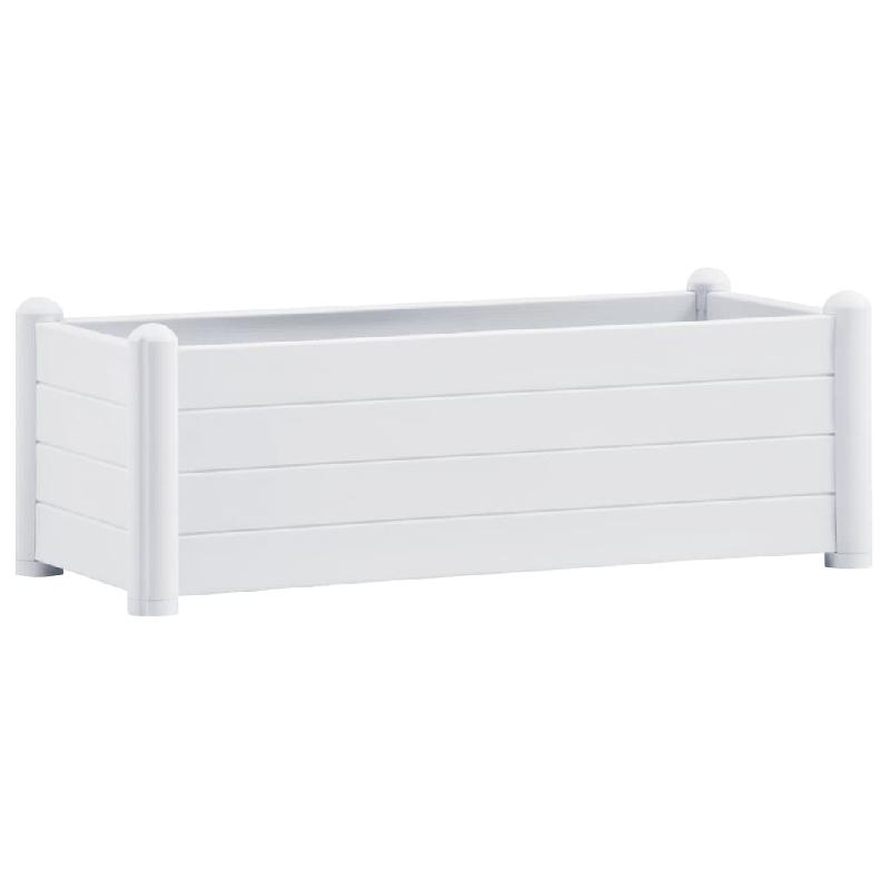 Jardinière surélevée en polypropylène - Blanc - 100 x 43 x 35 cm - Résistante aux UV et au gel_0