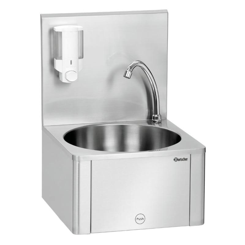 Lave-mains W10-KB Plus - Bartscher - cuve 13,5L - acier au nickel-chrome - commande genou et distributeur de savon_0