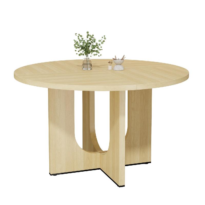 Merax Table à manger ronde 120 cm, pour 4-6 personnes, bois clair, MDF, design scandinave minimaliste - Bois manufacturé N634P462126E_0