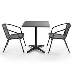 Oviala Business Ensemble table de jardin bistrot et 2 chaises en aluminium gris - gris aluminium 105063_0