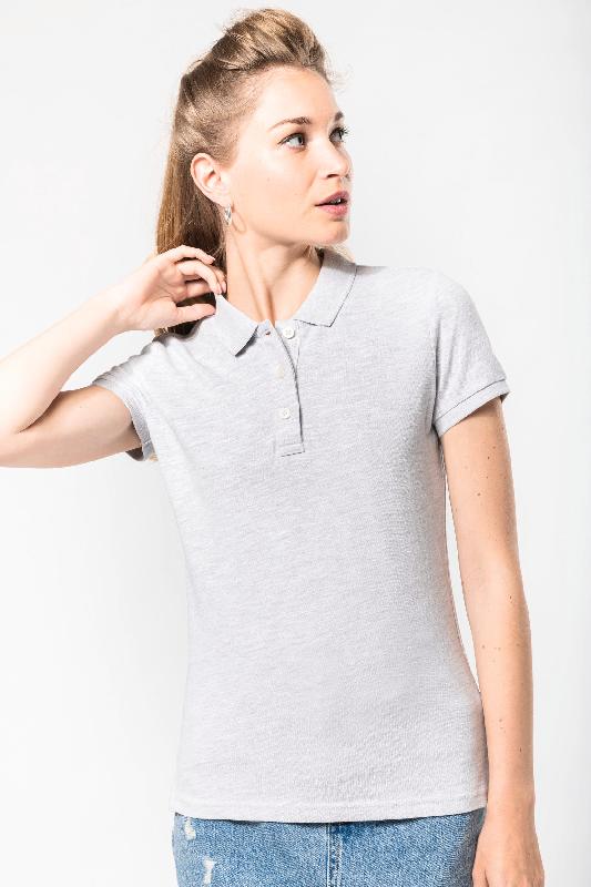 Polo vintage manches courtes femme - Réf: KV2207 - Kariban - 100% coton, maille piquée, aspect vieilli, sans étiquette de marque_0