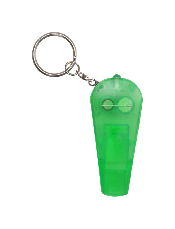 Porte-clés lampe/sifflet en plastique frosty - couleur verte - 12g_0
