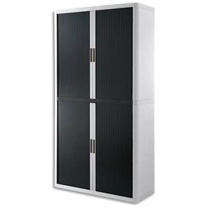 EasyOffice - Armoire démontable en polystyrène blanc avec rideau noir - Dimensions L110 x H204 x P41,5 cm_0