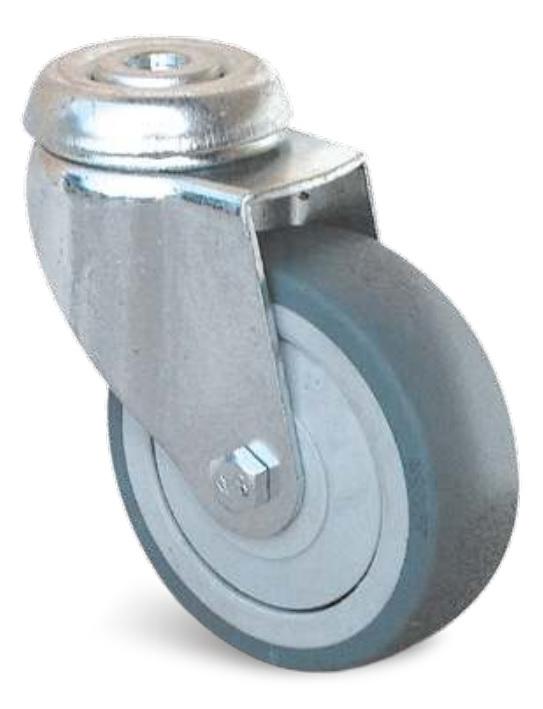 Roulette uniroll caoutchouc grise à trou central pivotante 75mm - GUITEL HERVIEU - 840080 - 867389_0