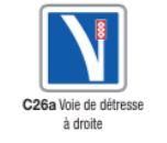 Panneau de signalisation d'indication C26a - Voie de détresse à droite - Formats de 350 à 1500 mm_0