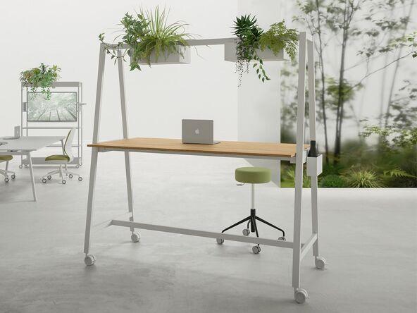 Table de réunion haute - Social Table SV802 sur roulettes - Dimensions 210x90 cm_0