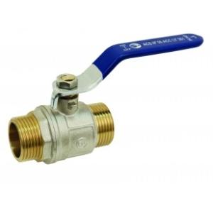 Vanne à sphère laiton M/M - série Alpine - passage intégral - poignée acier plate bleue - réf. 208 - fluides compatibles et air comprimé_0