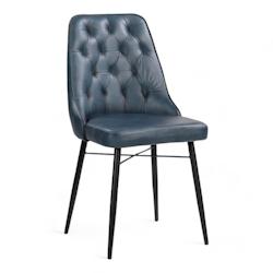 Bistromania Chaise de salle à manger CHESTER - Cuir bleu - KH015_0