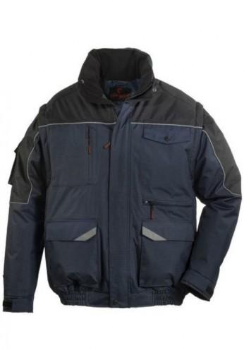 Blouson de travail 2-en-1 Ripstop marine - manches amovibles, bandes rétro-réfléchissantes et capuche intégrée_0