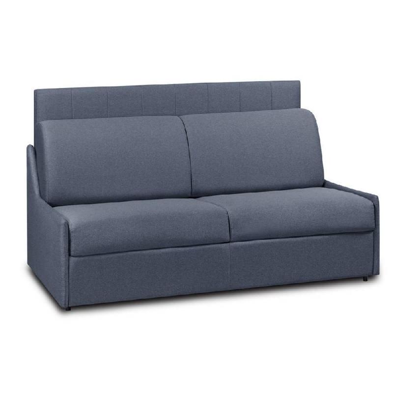 CANAPÉ COMPACT CONVERTIBLE AVEC TÊTE DE LIT PLAZA MATELAS 16CM SYSTÈME EXPRESS 160CM VELOURS  BLEU NAVY_0