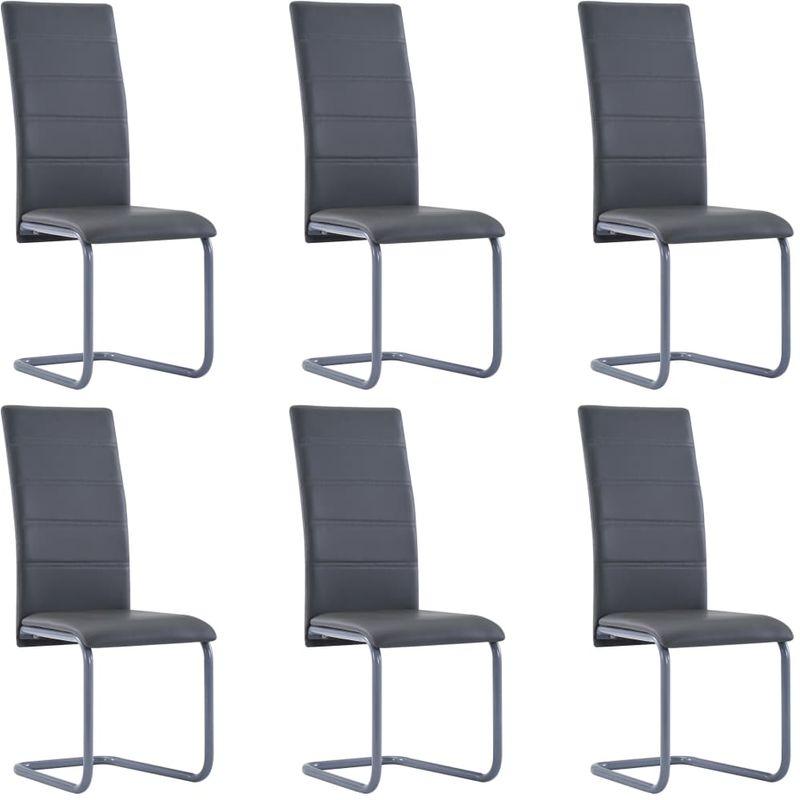 CHAISES DE SALLE À MANGER CANTILEVER 6 PCS GRIS SIMILICUIR VIDAXL GREY