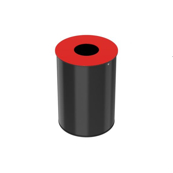 Corbeille de tri sélectif 30 litres - Neotri - Couvercle rouge - Structure acier poudré anti-UV_0