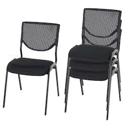 Décoshop26 - Lot de 4 chaises de bureau sans roulettes conférence réunion empilable en tissu maille noir 04_0000550 - noir 3000040332694_0