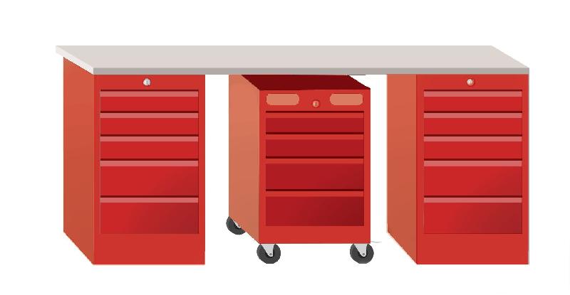 Établi modulaire Multiplex avec 2 armoires à tiroirs 5T et 1 servante d'atelier 4T 2000 mm MW Tools MOD20L55M_0