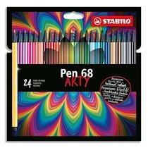 ETUI CARTON 24 FEUTRES DE DESSIN PEN 68 ARTY, POINTE OGIVE MOYENNE, TRACÉ 1 MM, COLORIS ASSORTIS