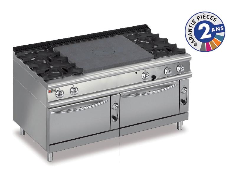 Fourneau - 4 feux vifs gaz + plaque coup de feu sur 2 fours électriques - Gamme 900 - Baron 90TP2FGE163 - Inox, puissance 3,5kW à 14kW_0