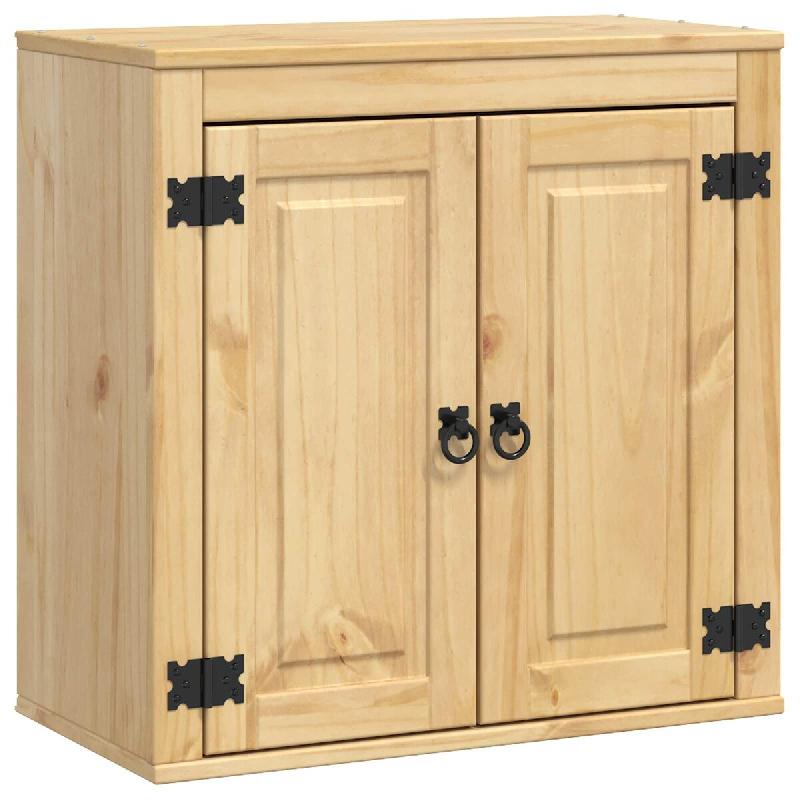 Helloshop26 - Armoire rectangulaire moderne avec étagère 60 x 32 x 60 cm rangements pratiques salon en pin massif miel 02_0058887 - Bois massif 3000_0