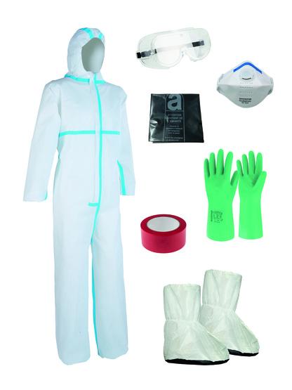 Kit amiante prêt à l'emploi jetable - combinaison PLY500 - masque FFP3 - lunettes EVAMAS - gants nitrile - normes en vigueur_0