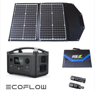 Kit station de charge portable 600w - 288wh ecoflow river avec panneau solaire pliable 50w_0
