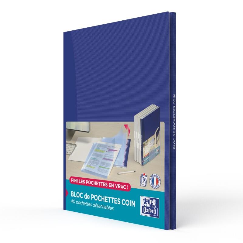 Oxford Lot de 12 Bloc de 40 pochettes coin Le Bloc A4, en polypro lisse incolore - 3045050461835_0