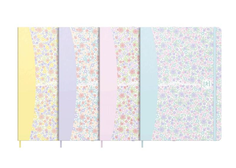 Oxford Lot de 5 Carnet Floral Pastel broché A5, 160p./80 feuilles 90g/m², ligné, coloris assortis (4) - 3020120230658_0