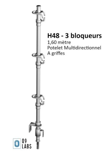 Potelet multidirectionnel 3 bloqueurs - 1,60 m  - H48_0