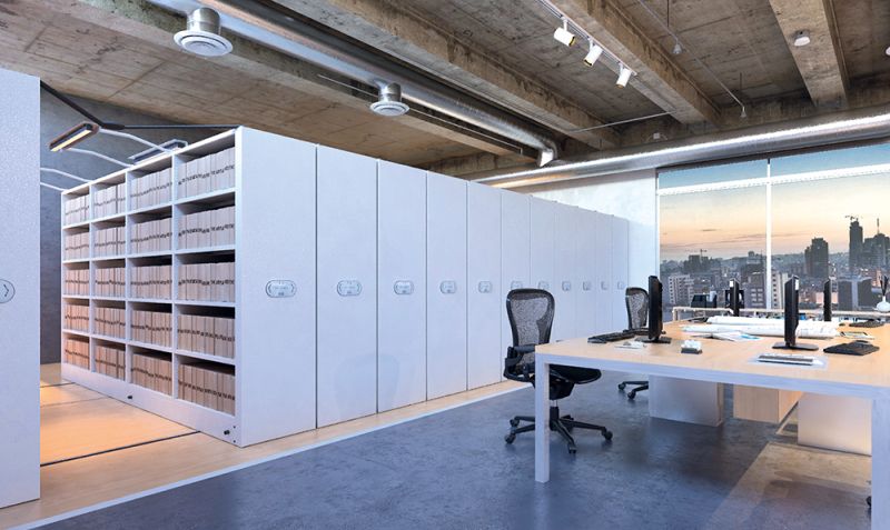 Rayonnage archive - Alphadex - Rayonnage mobile électrique avec bases mobiles au-delà de 15 m_0