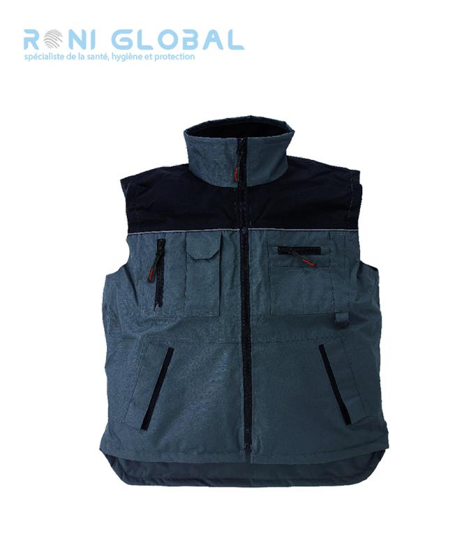 GILET DE TRAVAIL COUPE-VENT, IMPERMÉABLE ET ANTI-FROID THERMIQUE EN POLYESTER PONGÉ ENDUIT PVC 6 POCHES - RIPSTOP COVERGUARD_0