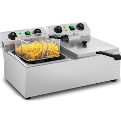 Royal Catering - Royal Catering Friteuse Électrique De Restaurant Double Avec Minuterie Professionnelle RCTF 10DB (2 x 10 L, Zone Froide, - inox 4250_0