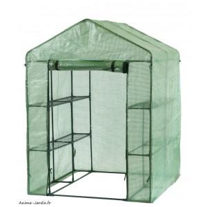 Serre de jardin souple 2m² - étagères, housse en polyéthylène armé anti-UV, structure métallique_0