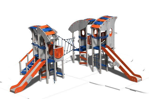 Structure de jeux 4 tours gamme pilotis - pi41501i - capacité 40 enfants_0