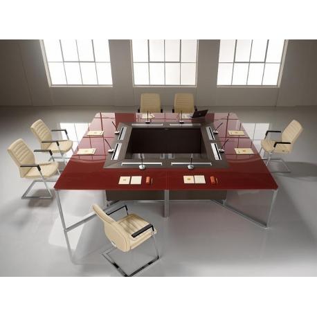 Table de réunion I-MEET - Plateau verre - 320x320 cm - Fabricant LAS - Référence IME_03_0