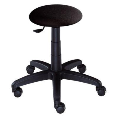 Tabouret bas Budget à roulettes tissu noir réglable de 42-55 cm_0