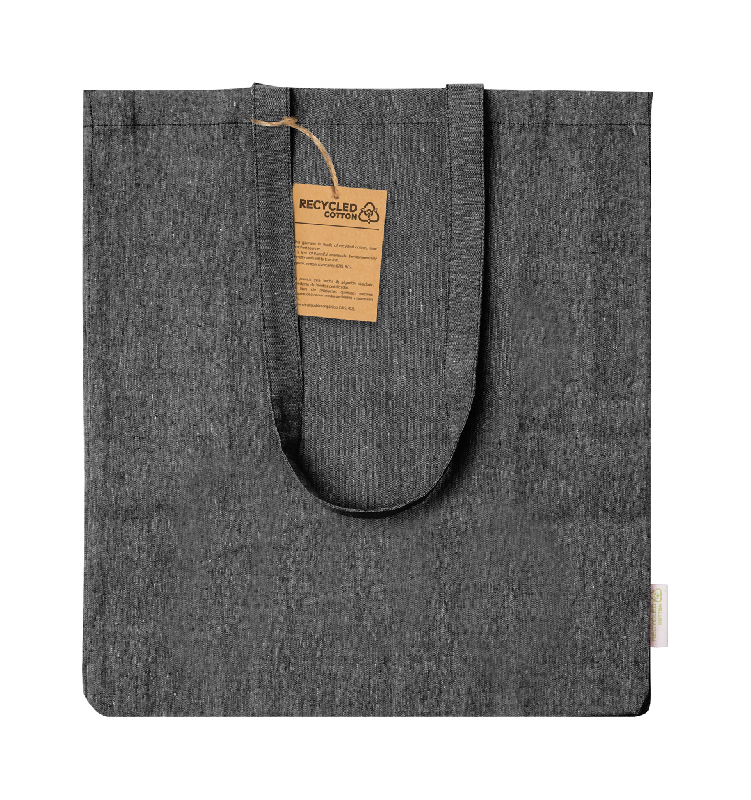 Tote bag publicitaire en coton recyclé - avec soufflet et anses longues - 140 g/m²_0