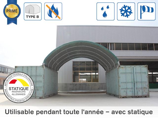 Tunnel de stockage / ouvert / structure en acier / couverture en pvc / 12 x 8 x 3 m_0