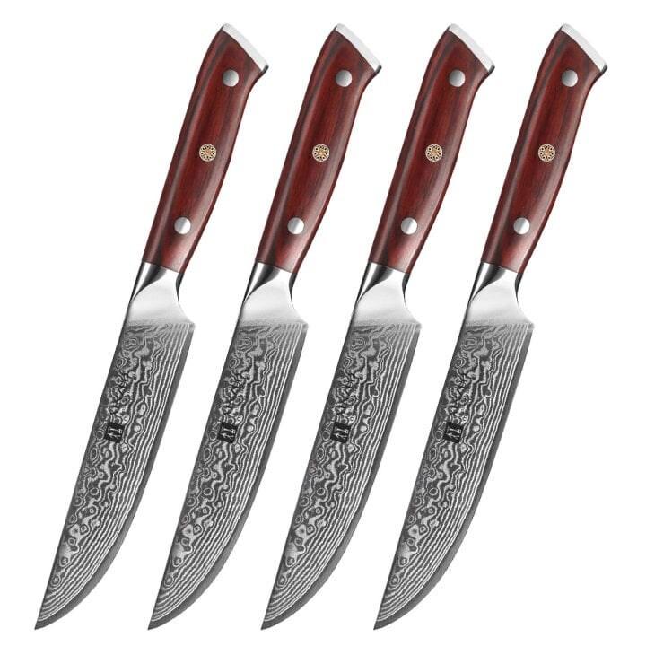 XinZuo - Couteaux à steak Damas 4 pièces - Série B13R Yu - multicolore multi-matériau B13R-4NP_0