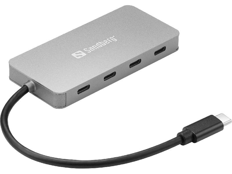 SANDBERG 136-41 - Hub USB-C avec 4 ports USB 3.2 Gen 1 Type-C - Aluminium Gris_0