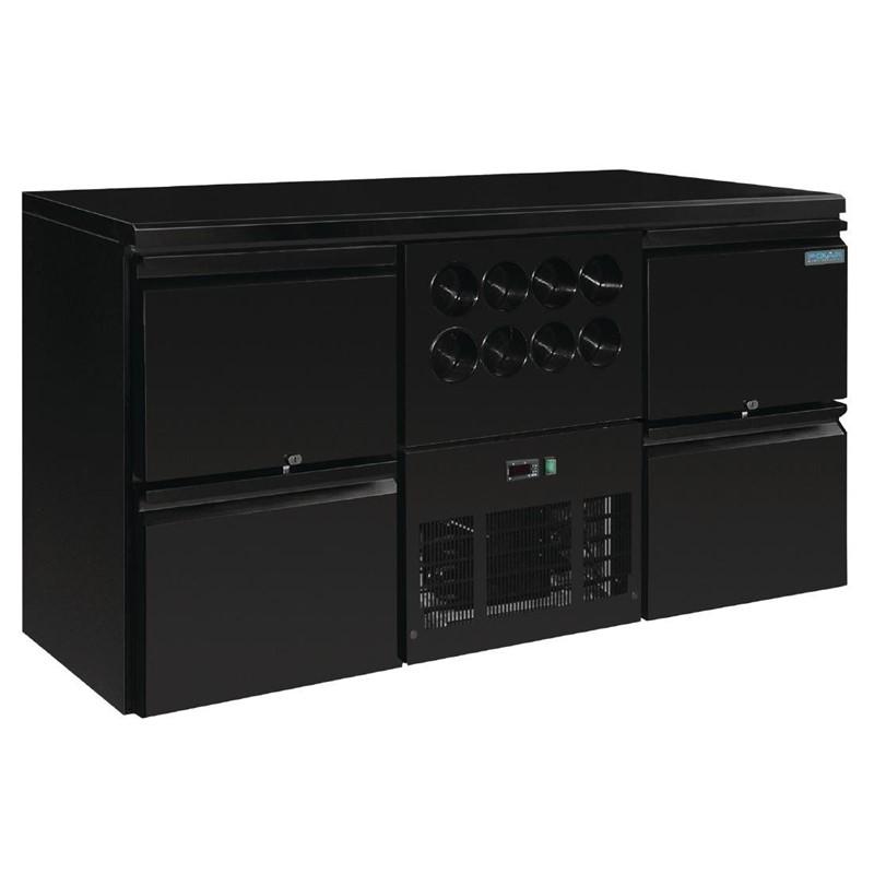 Arrière-bar série U - 4 tiroirs et rafraîchisseur à vin pour 8 bouteilles - GL457 - Capacité 380L - Température 0°C à 10°C_0