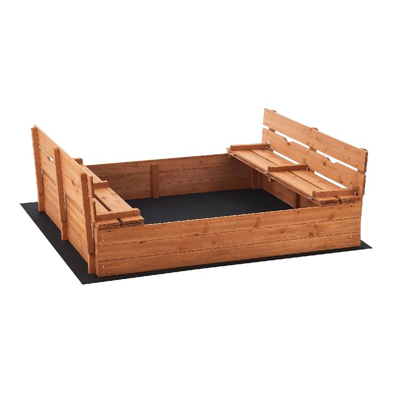 Bac à sable en bois avec bancs rabattables - 23,5 x 118 x 114 cm - Réf. 03_0006393_0