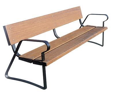 Banc en bois et acier 'Méribel' - pieds en acier galvanisé peint noir et assise bois 3 lattes 40 mm_0