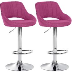 CLP Lot de 2 tabourets de bar Milet tissu Violet/Métal chromé - violet textile 324408_0