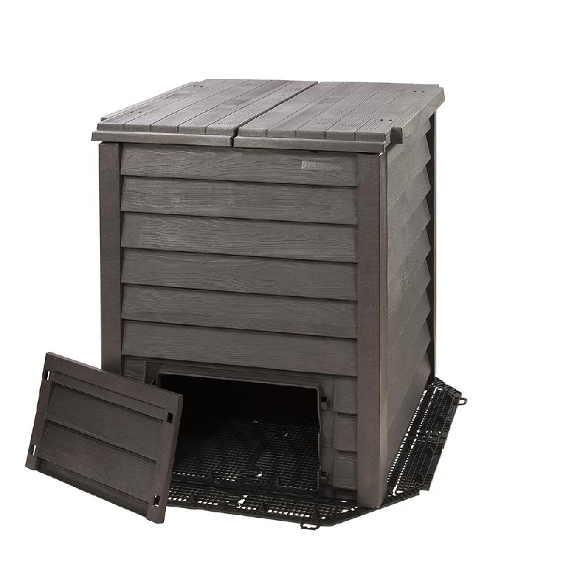 Composteur Thermo Wood - apparence bois - 600L - polyéthylène - couleur marron - fabrication française GARANTIA_0